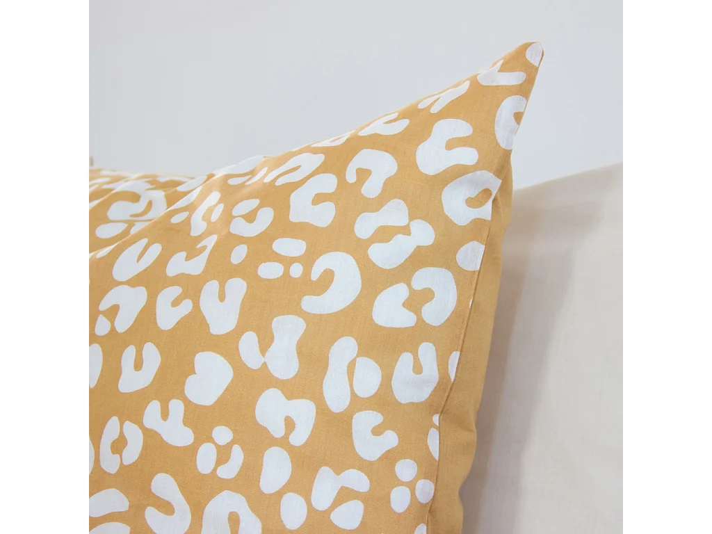 Parure de lit coton réversible 2 places imprimé léopard jaune 240x220cm - Juliette