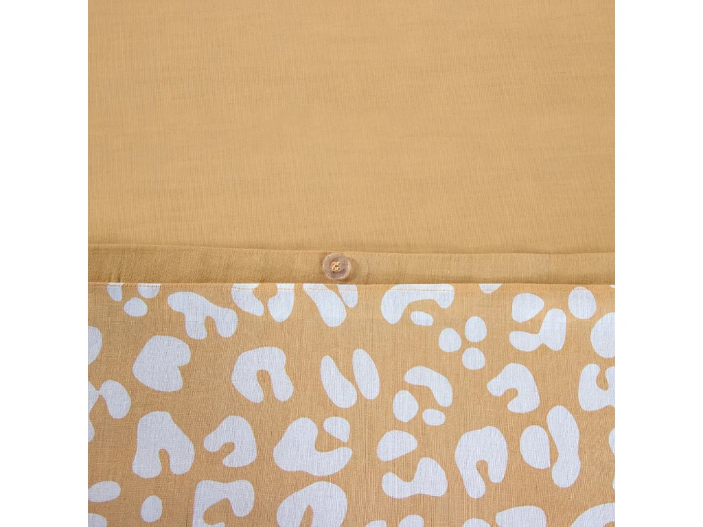 Parure de lit coton réversible 2 places imprimé léopard jaune 240x220cm - Juliette