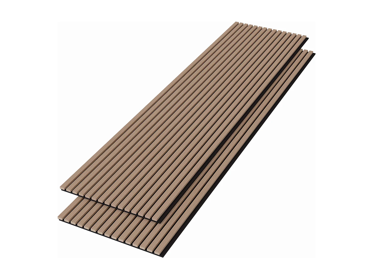 Panneaux décoratifs AICA, panneaux muraux en MDF imitation bois, lot de 2, 240 x 60 cm, Teinte chêne foncé