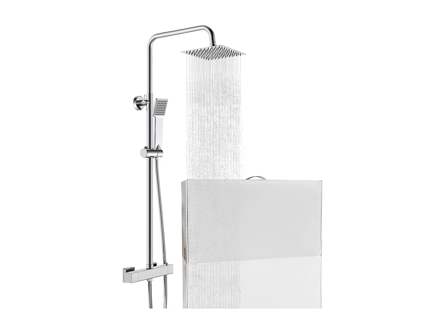 Colonna doccia con miscelatore termostatico, saliscendi doccia tondo regolabile 75-125cm, cromo