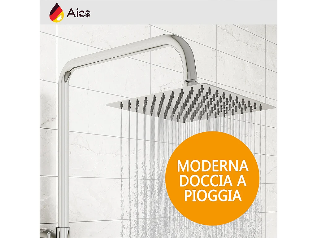 Colonna doccia con miscelatore termostatico, saliscendi doccia tondo regolabile 75-125cm, cromo