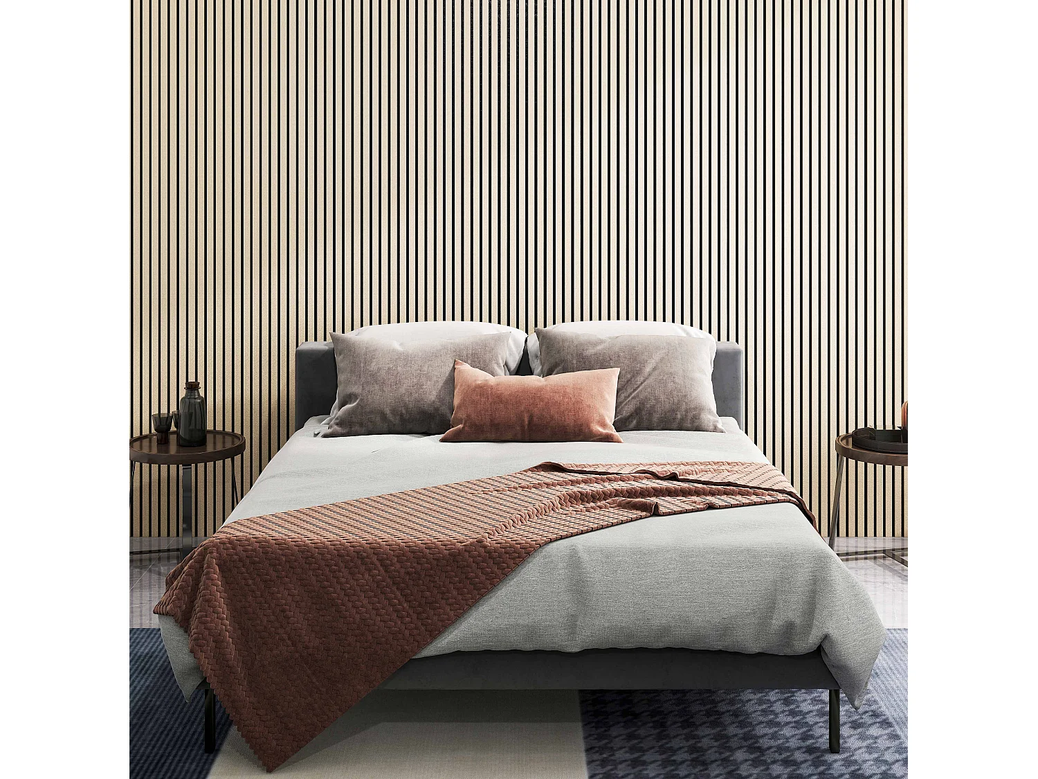 Panneaux décoratifs AICA, panneaux muraux en MDF imitation bois, lot de 2, 240 x 60 cm, couleur chêne clair