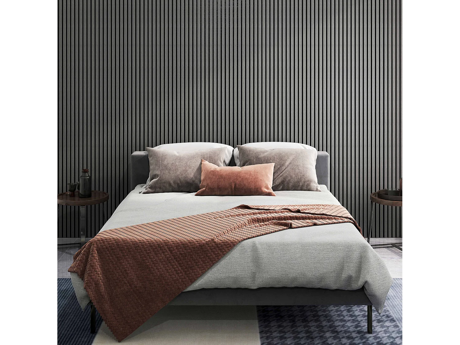 Panneaux décoratifs AICA, panneaux muraux en MDF imitation bois, lot de 2, 240 x 60 cm, chêne gris