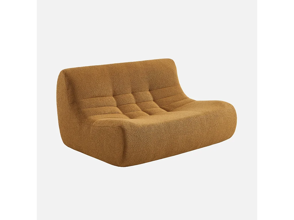 Divano angolare modulare con poggiapiedi in bouclé testurizzato, 5