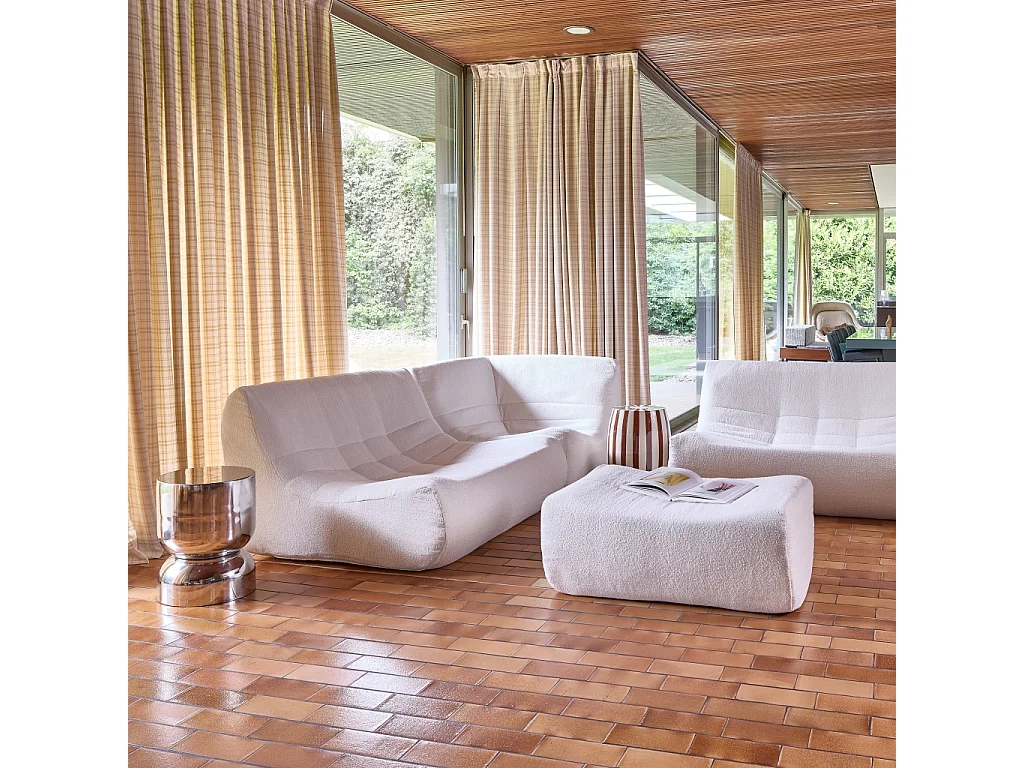 Sofá esquinero modular con reposapiés de borreguito texturizada, 5