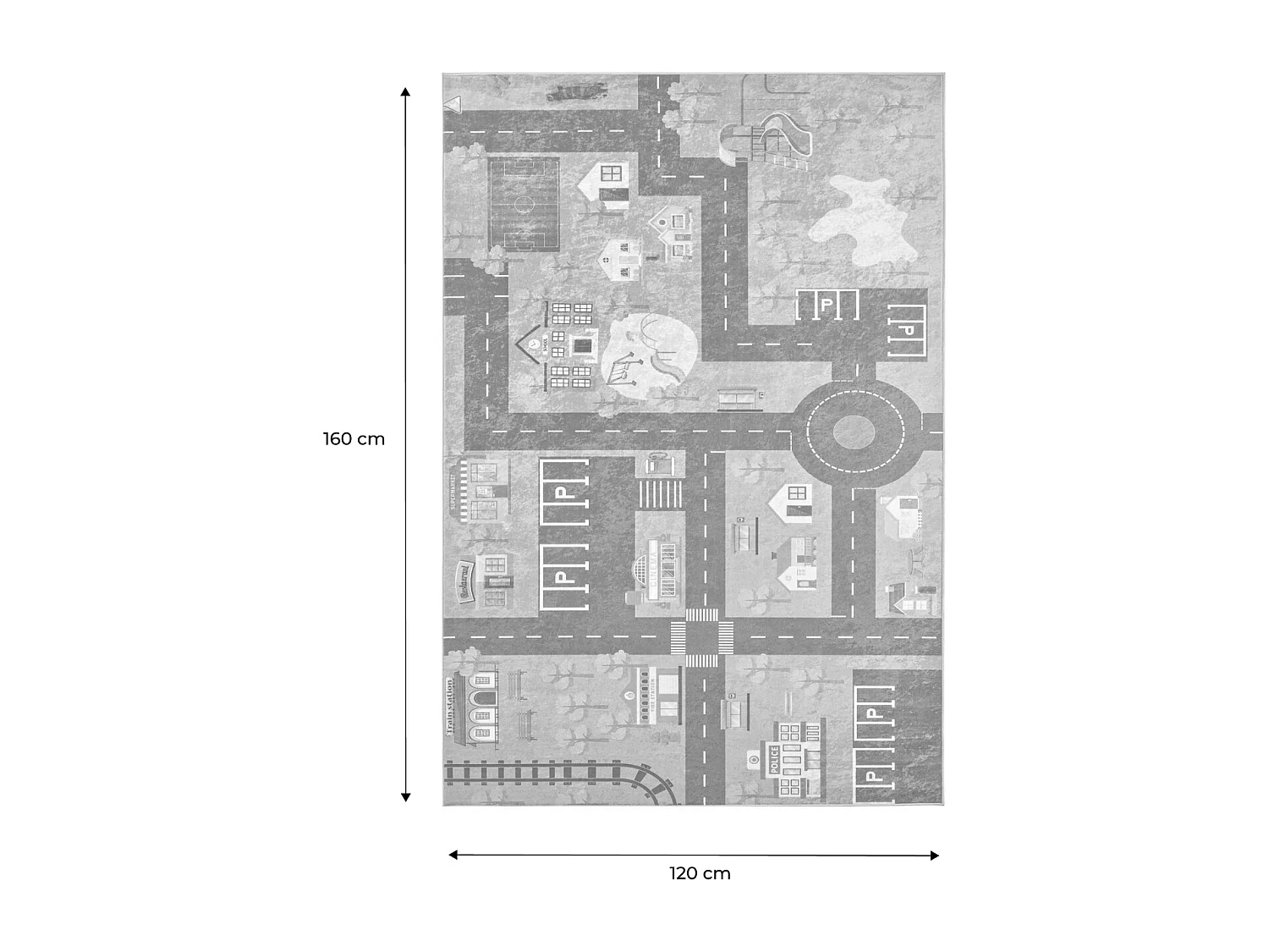 Tappeto interno per bambini colore bianco e stampato mini città