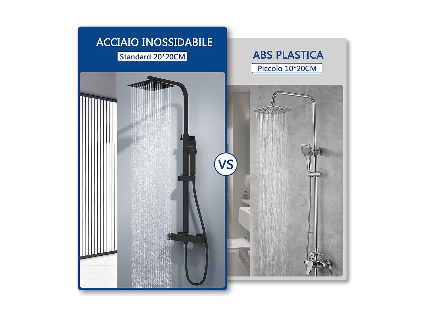 colonna doccia quadrata completo di miscelatore termostatico rettangolo, soffione quadrato 20x20cm, nero