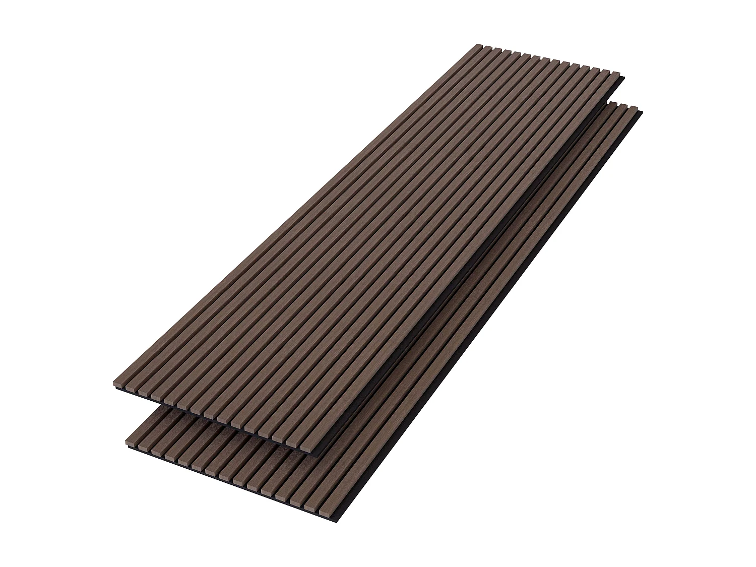 Panneaux décoratifs AICA, panneaux muraux en MDF imitation bois, lot de 2, 240 x 60 cm, Teinte chêne noyer