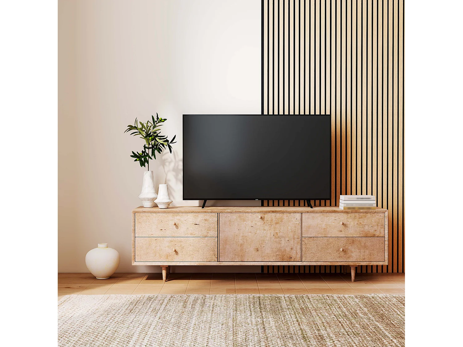 Panneaux décoratifs AICA, panneaux muraux en MDF imitation bois, lot de 2, 260 x 30 cm, Teinte chêne foncé