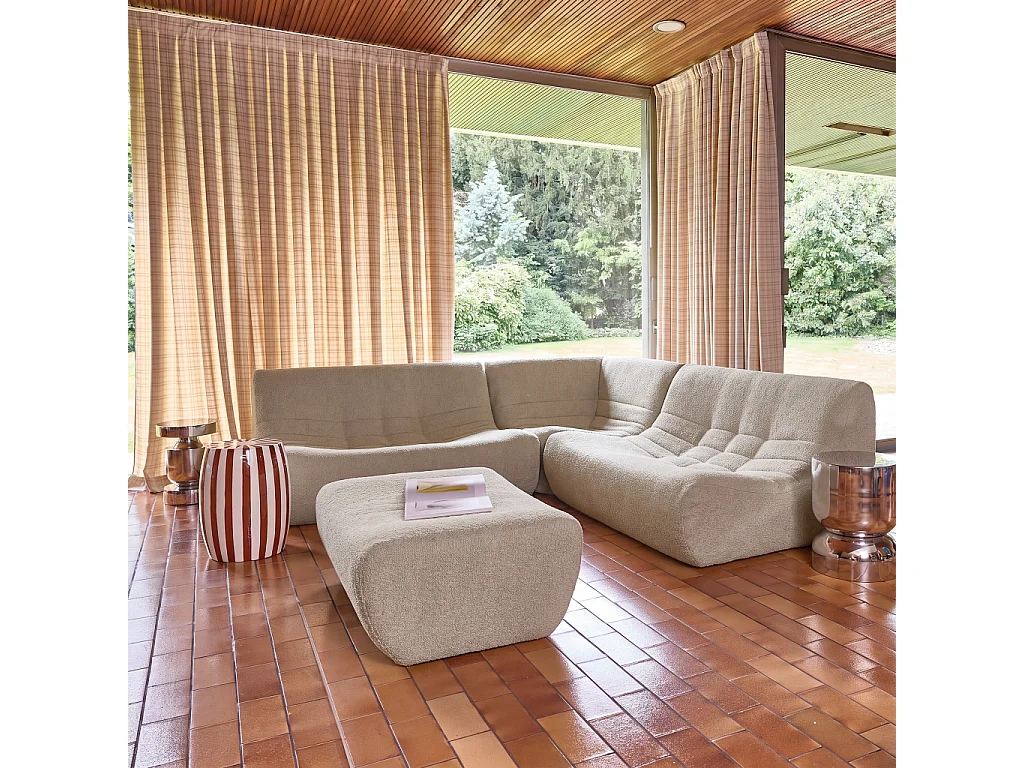 Sofá esquinero modular con reposapiés de borreguito texturizada, 5