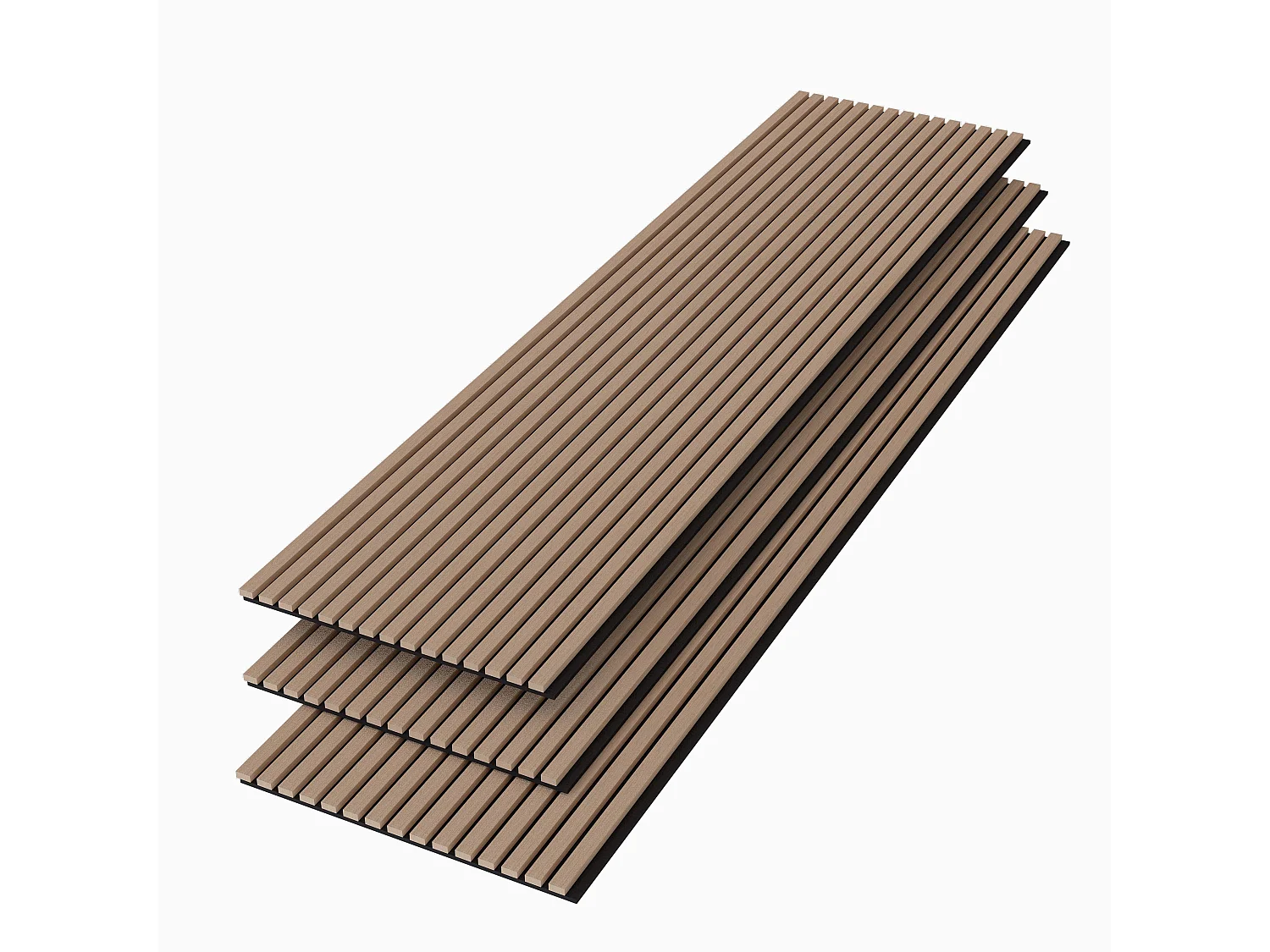 Panneaux décoratifs AICA, panneaux muraux en MDF imitation bois, lot de 3, 240 x 60 cm, Teinte chêne foncé