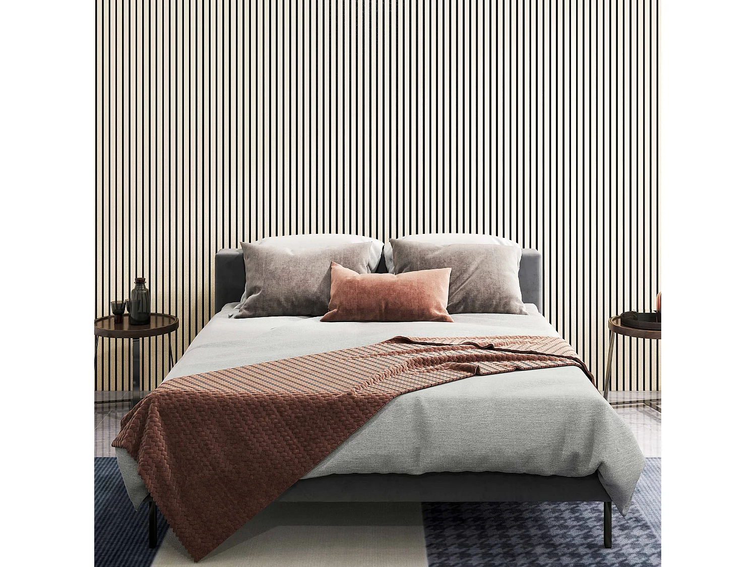 Panneaux décoratifs AICA, panneaux muraux en MDF imitation bois, lot de 2, 240 x 60 cm, Teinte chêne naturel