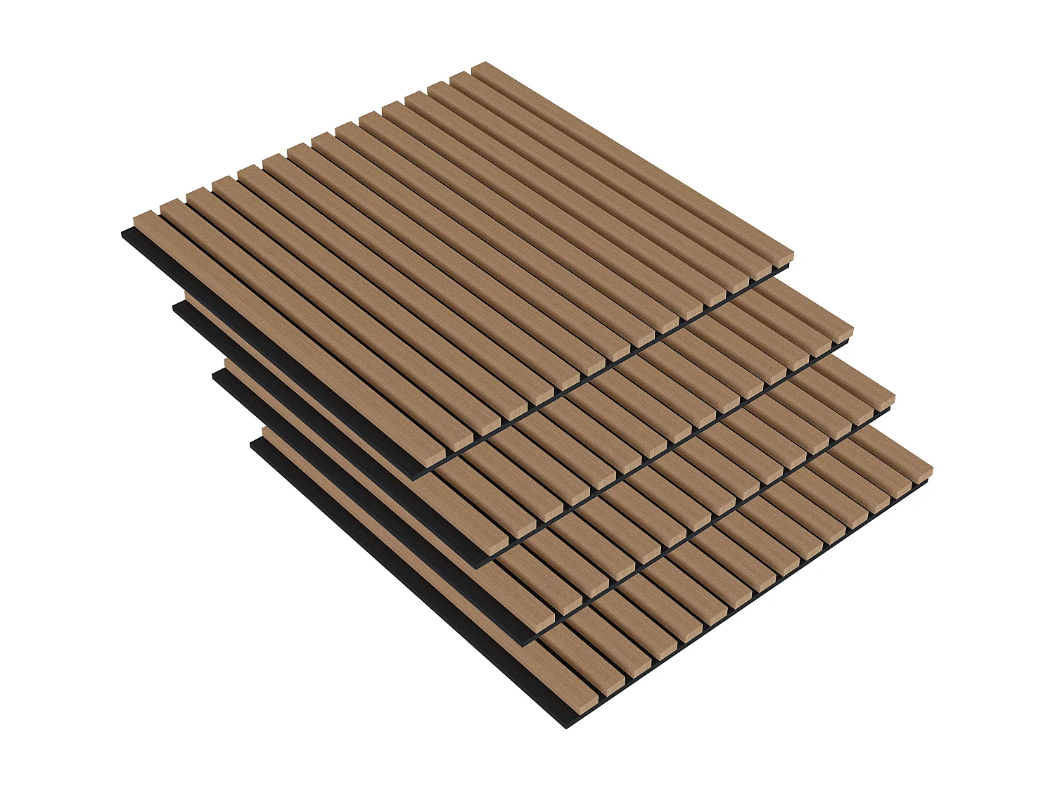 Panneaux décoratifs AICA, panneaux muraux en MDF imitation bois, lot de 4, 60 x 60 cm, Teinte chêne foncé