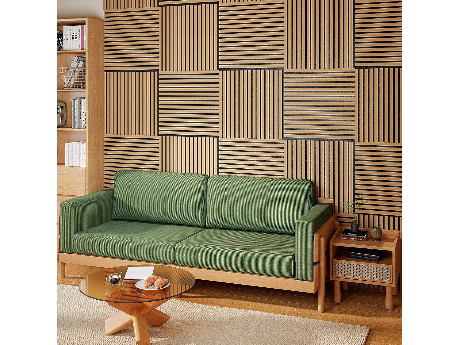 Panneaux décoratifs AICA, panneaux muraux en MDF imitation bois, lot de 4, 60 x 60 cm, Teinte chêne foncé