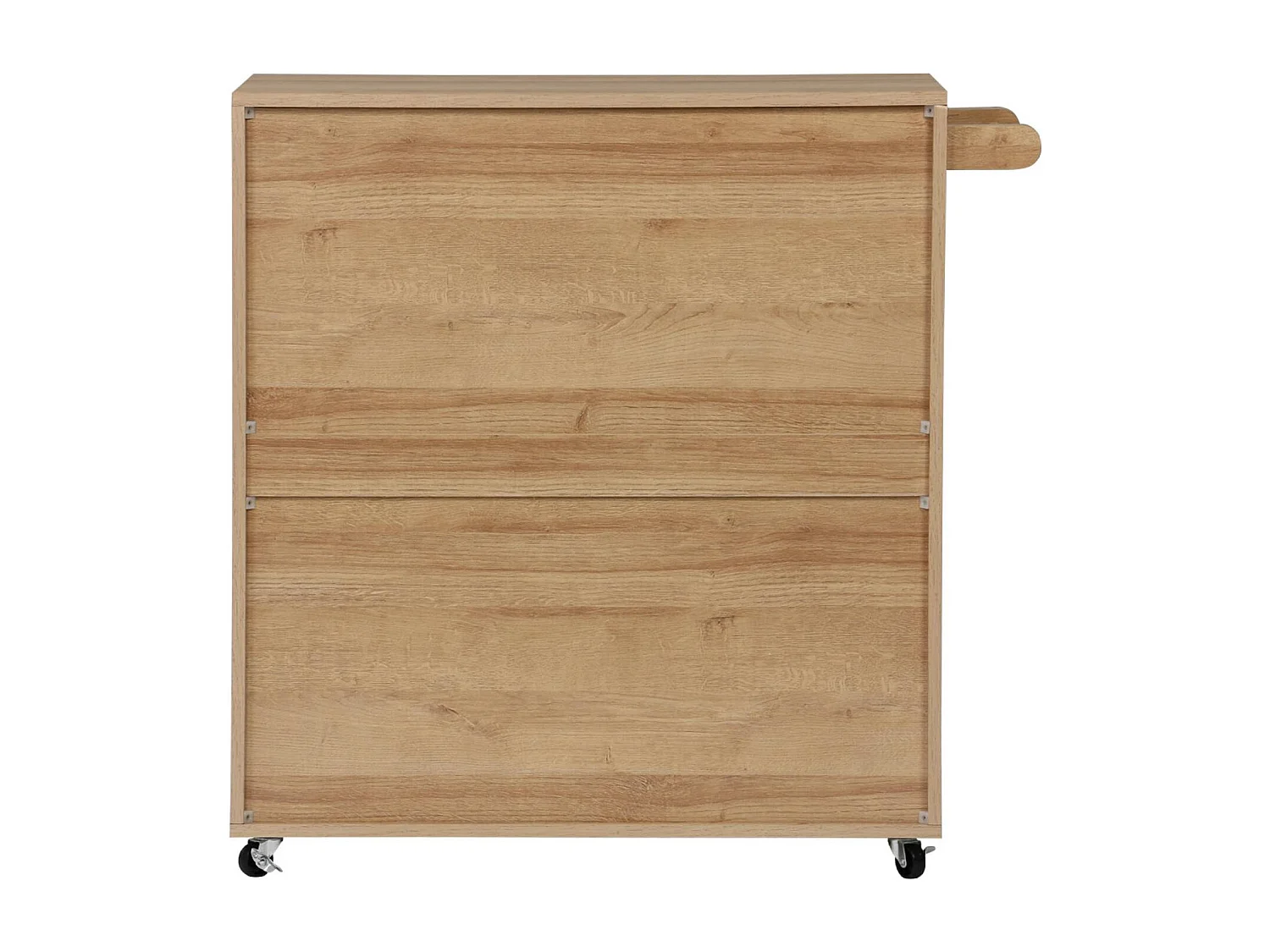 Carro de cocina de madera y rejilla con tirador, cajón y 2 puertas