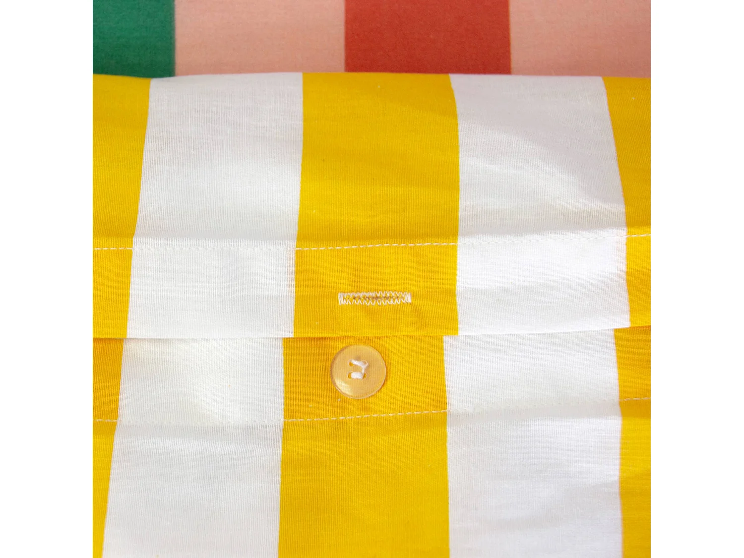 Parure de lit coton motifs rayures multicolore 2 places 240 x 220cm - Aura