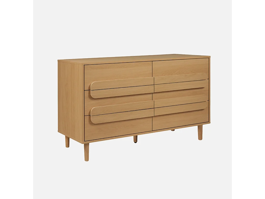 Cómoda vintage con efecto madera y 6 cajones roble