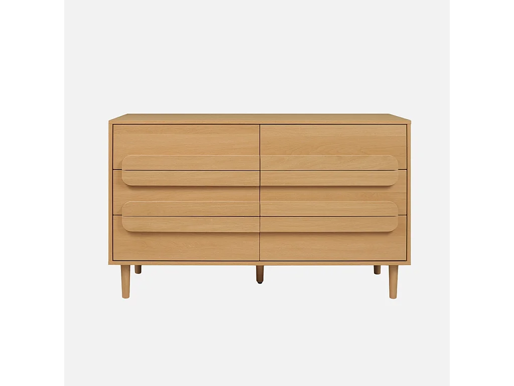 Cómoda vintage con efecto madera y 6 cajones roble