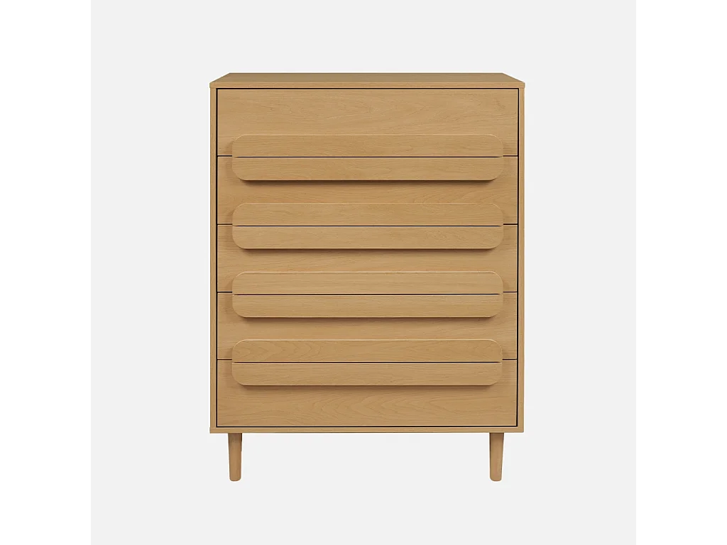 Cassettiera vintage effetto legno 5 cassetti, quercia