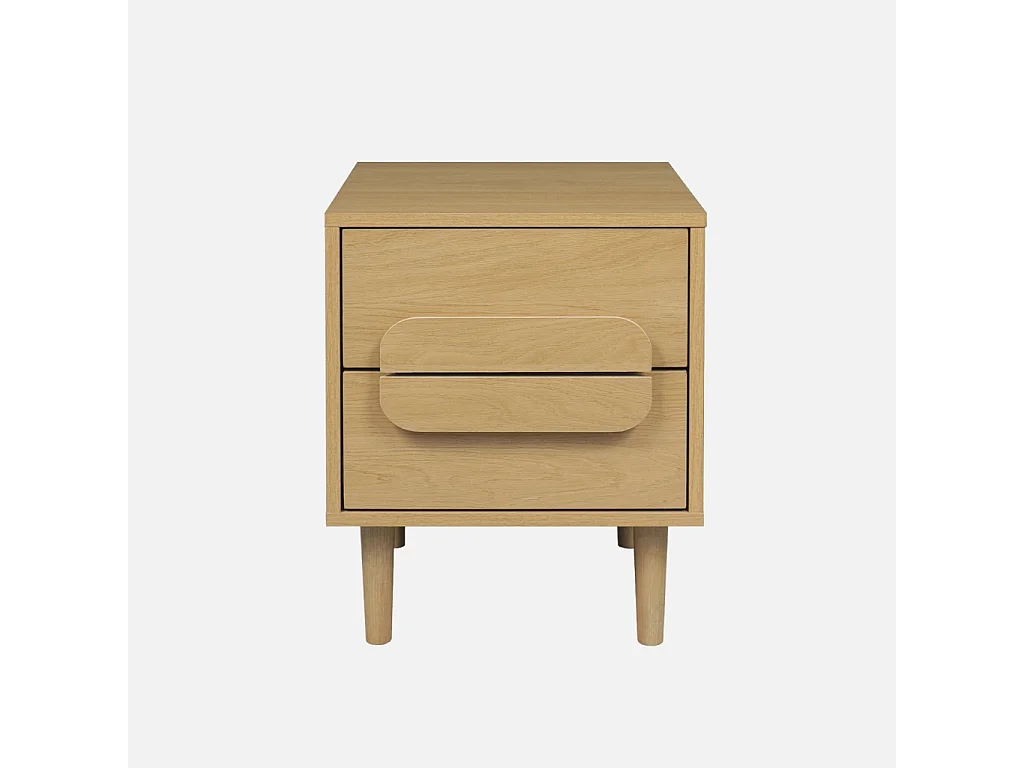 Lot de 2 tables de chevet vintage décor bois de chêne 2 tiroirs L 40 x P 40 x H 50cm - Juliana