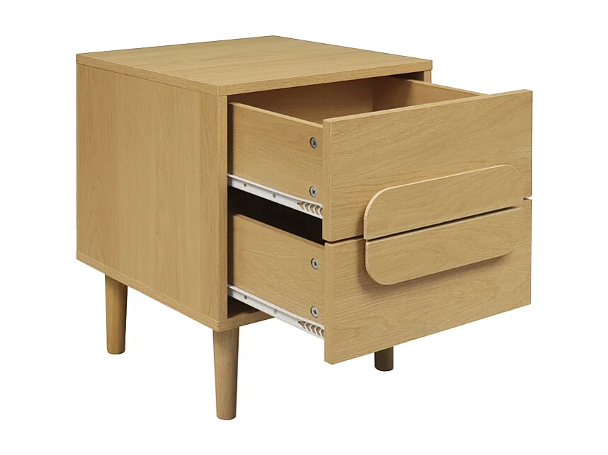 Lot de 2 tables de chevet vintage décor bois de chêne 2 tiroirs L 40 x P 40 x H 50cm - Juliana