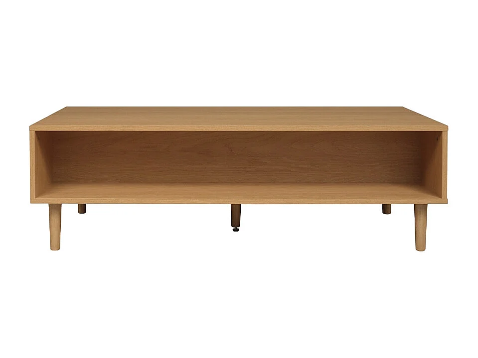 Table basse vintage décor bois de chêne 1 tiroir 2 niches 120cm - Juliana