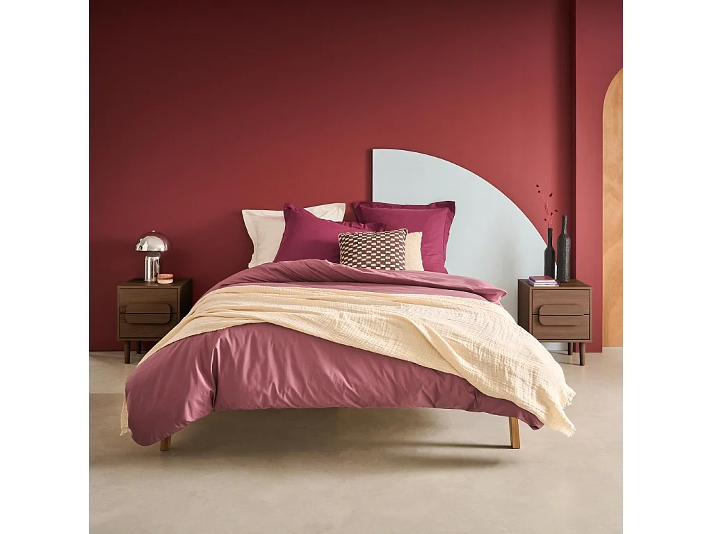 Mesita de noche vintage efecto madera con 2 cajones, set de 2 nogal