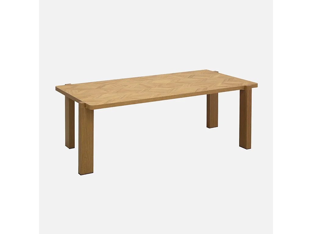 Table basse vintage rectangulaire décor bois plateau effet chevrons 120 cm - Zala