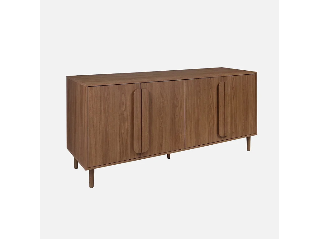 Credenza vintage effetto legno 4 ante, 160cm, noce