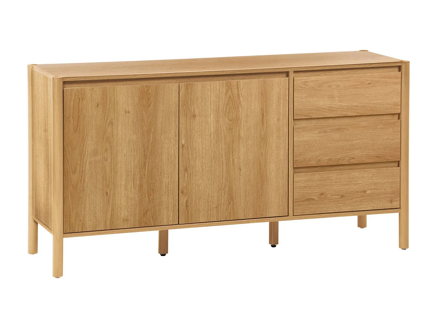 Buffet décor bois 2 portes 3 tiroirs 150cm naturel - 150 x 42 x 78.5 cm - Harmony