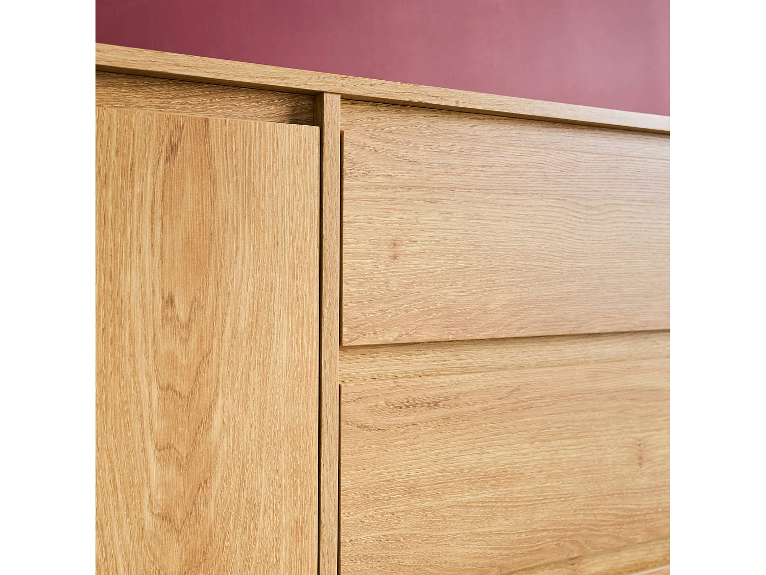 Buffet décor bois 2 portes 3 tiroirs 150cm naturel - 150 x 42 x 78.5 cm - Harmony