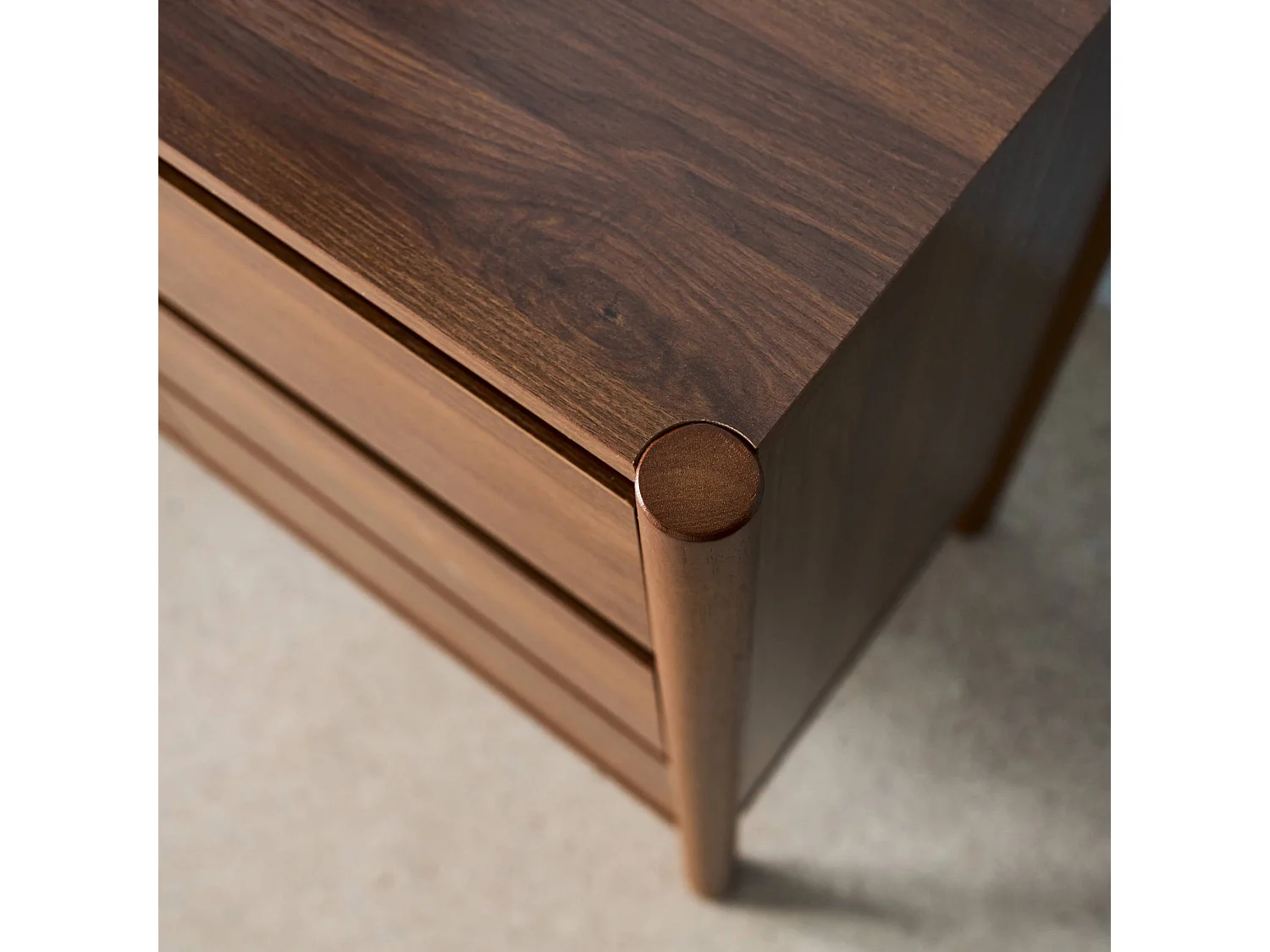 Credenza decorazione legno 2 ante 3 cassetti 150cm, noce