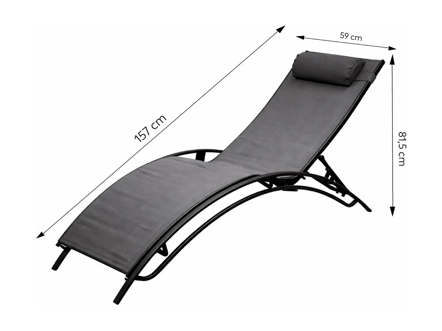 Lot de 2 transats ajustables noir et gris CALI