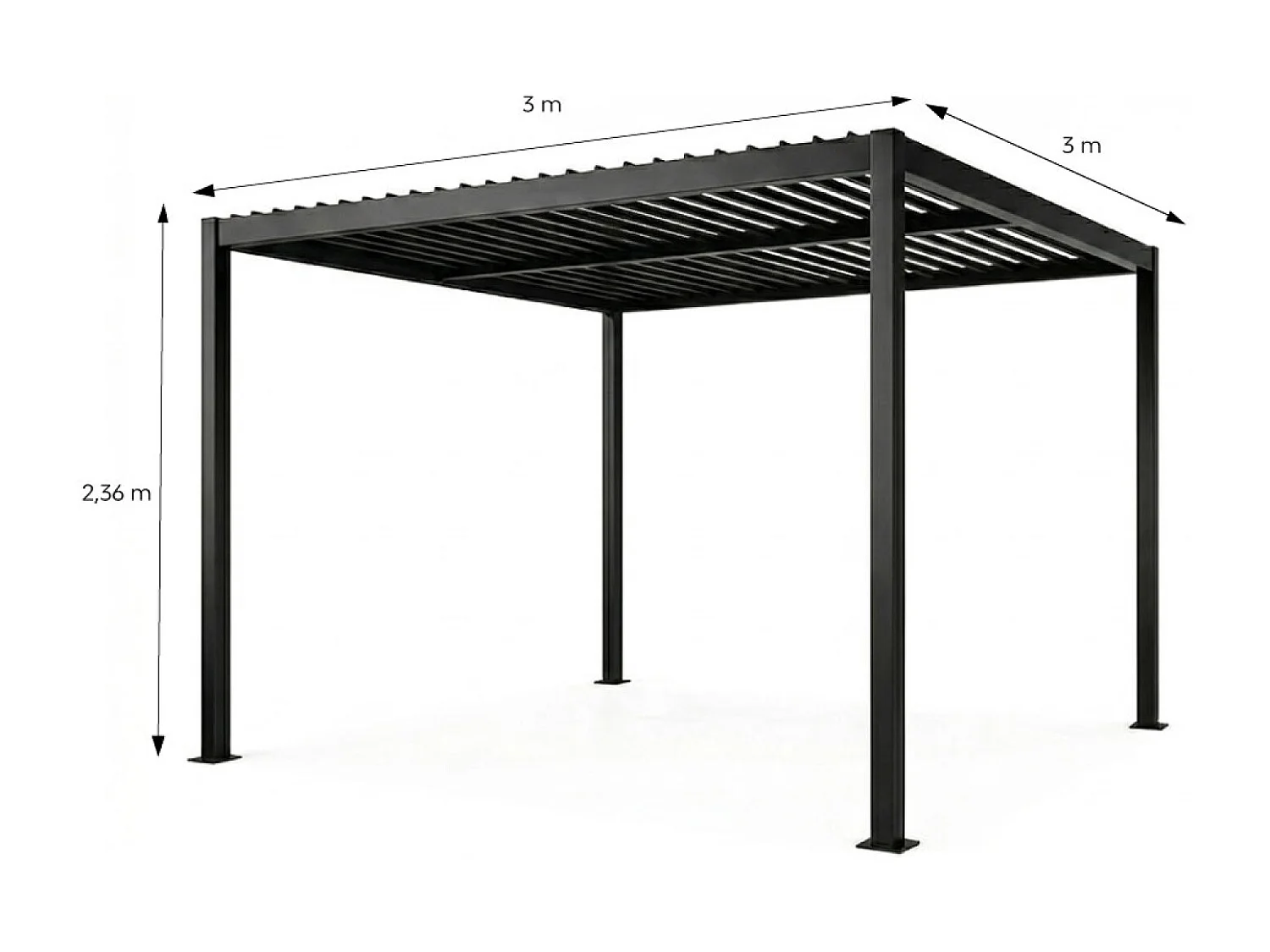 Pergola bioclimatique aluminium et acier lames orientables 3x3m CORFU
