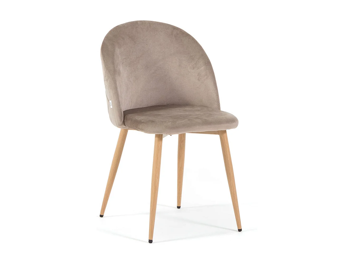 Lot de 2 chaises en velours avec pieds en métal, design élégant pour cuisine, salle à manger, bar ou restaurant – Sara – Taupe/Effet bois