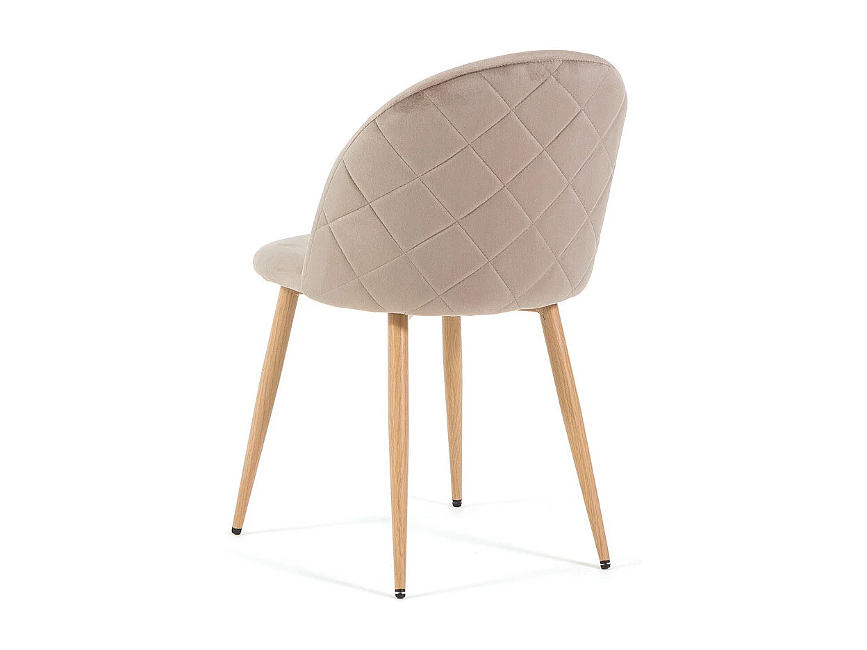 Lot de 2 chaises en velours avec pieds en métal, design élégant pour cuisine, salle à manger, bar ou restaurant – Sara – Taupe/Effet bois