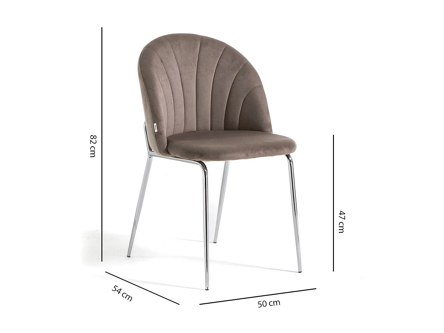 Lot de 2 chaises en velours d’intérieur, rembourrées, pieds en métal, design élégant pour cuisine, salle à manger, restaurant – Taupe/Argent – Sonia