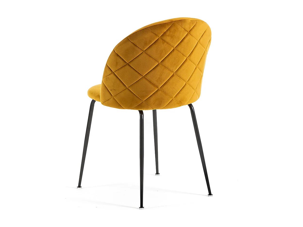 Lot de 2 chaises en velours avec pieds en métal, design élégant pour cuisine, salle à manger, bar ou restaurant – Sara – Moutarde/Gris foncé