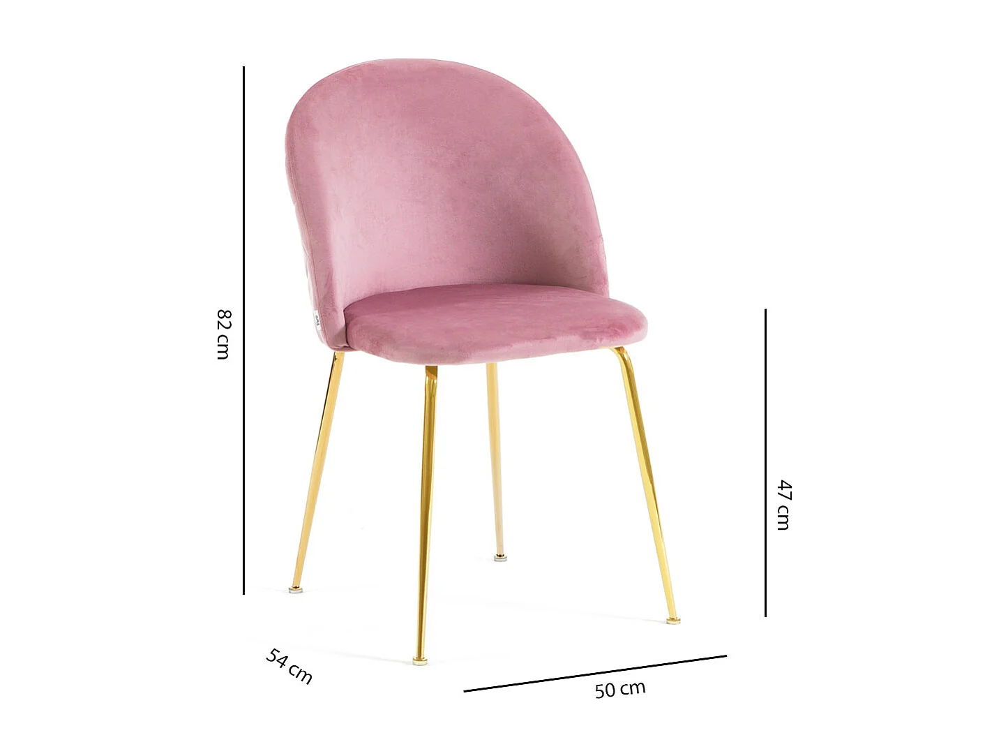 Lot de 2 chaises en velours avec pieds en métal, design élégant pour cuisine, salle à manger, bar ou restaurant – Sara – Rose/Or