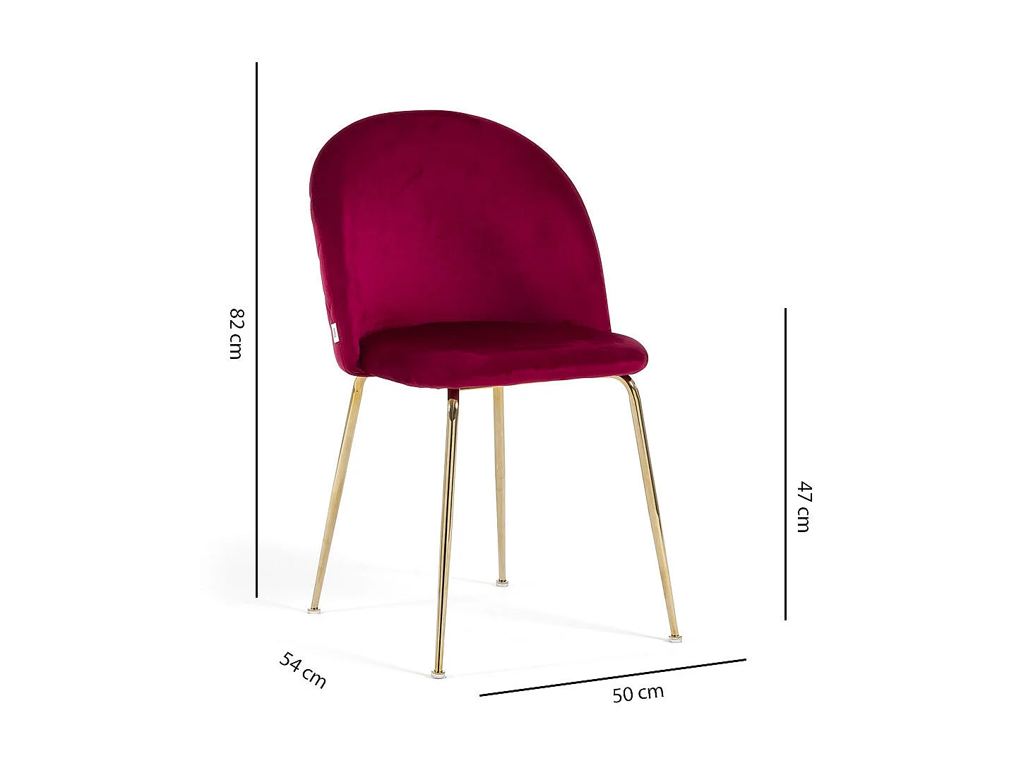 Lot de 2 chaises en velours avec pieds en métal, design élégant pour cuisine, salle à manger, bar ou restaurant – Sara – Amarena/Or
