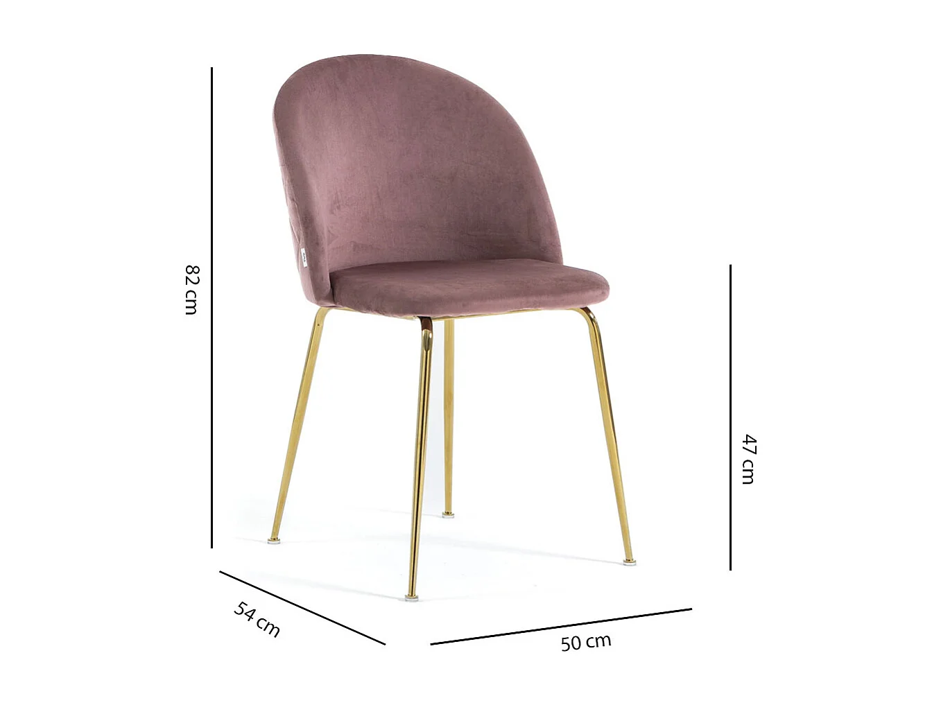 Lot de 2 chaises en velours avec pieds en métal, design élégant pour cuisine, salle à manger, bar ou restaurant – Sara – Rose blush/Or