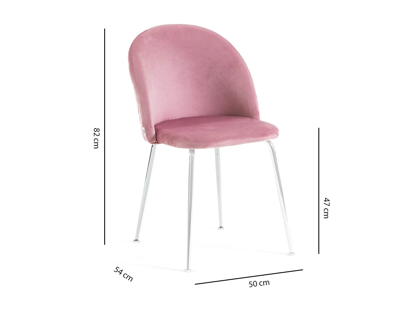 Lot de 2 chaises en velours avec pieds en métal, design élégant pour cuisine, salle à manger, bar ou restaurant – Sara – Rose/Argent