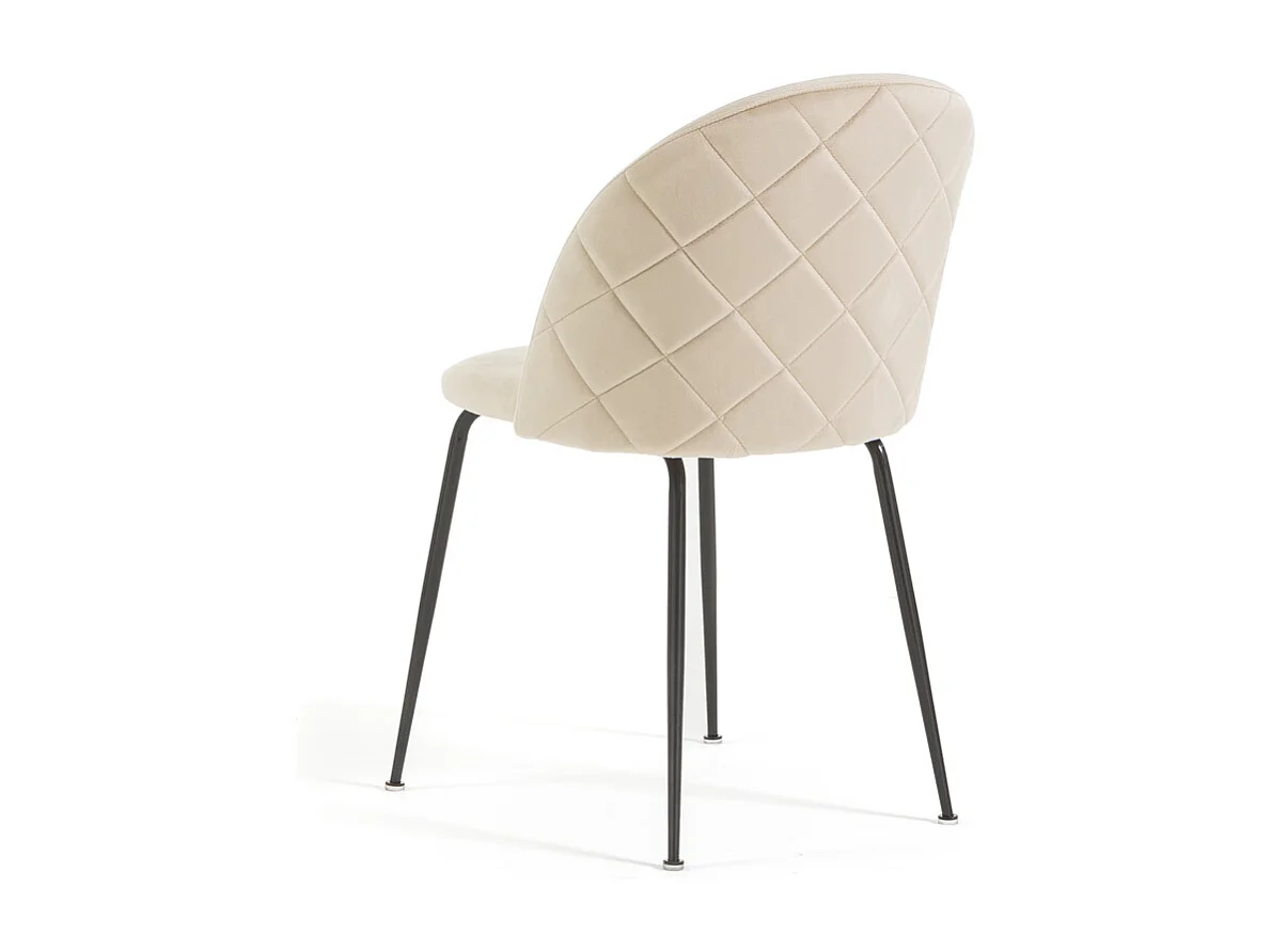 Lot de 2 chaises en velours avec pieds en métal, design élégant pour cuisine, salle à manger, bar ou restaurant – Sara – Crème/Gris foncé