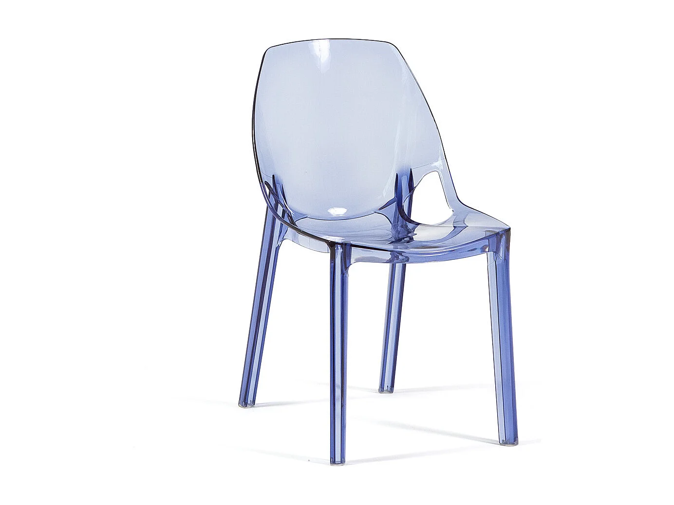 Lot de 2 chaises en polycarbonate transparent, empilables, monobloc, résistantes, design moderne, idéales pour salon, cuisine, bar et restaurant - LUCE - Bleu