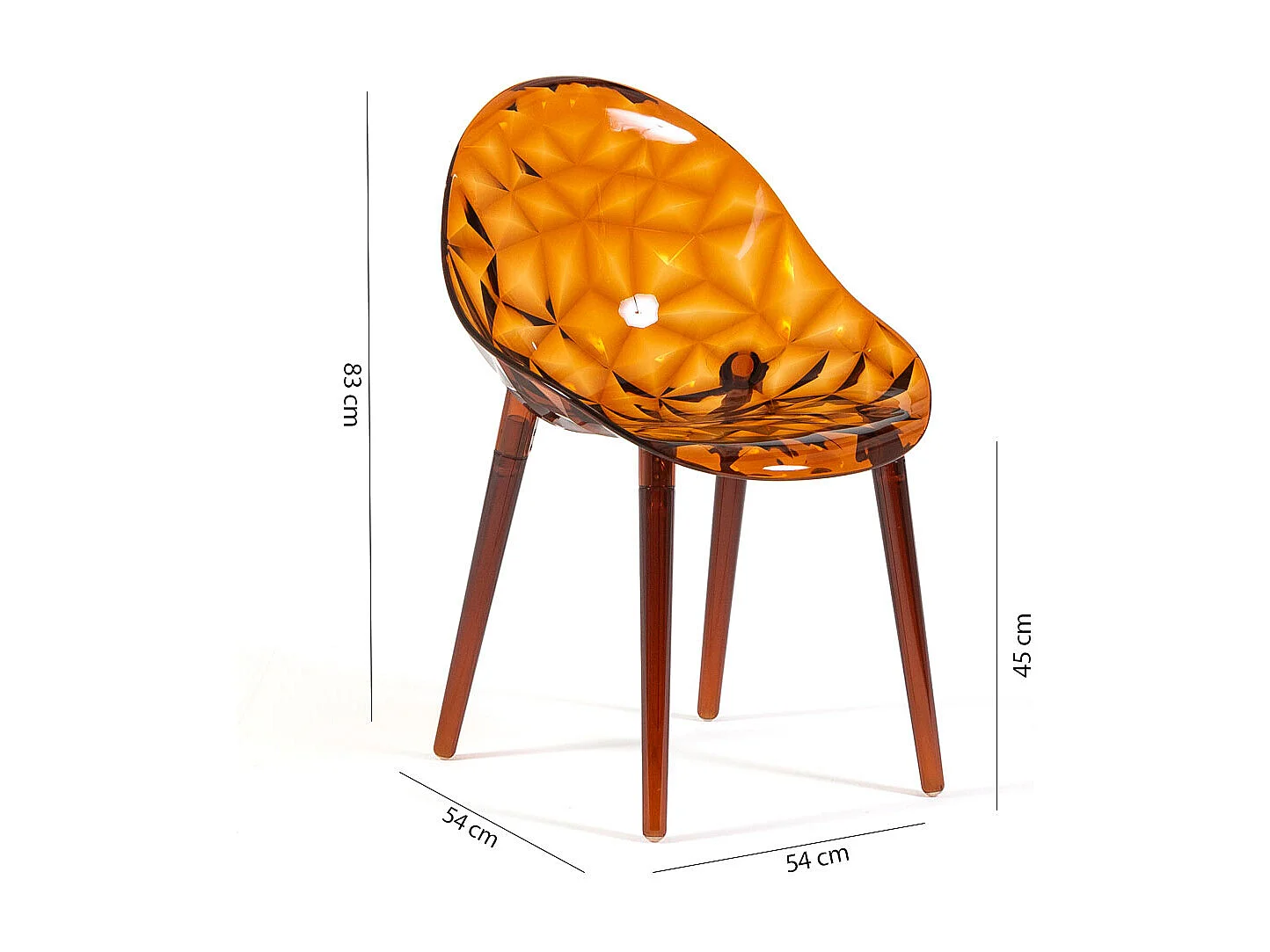 Set di 2 sedie in policarbonato trasparente, resistenti ed ergonomiche, per bar, ristorante, cucina, giardino, design moderno – Diamante – Ambra