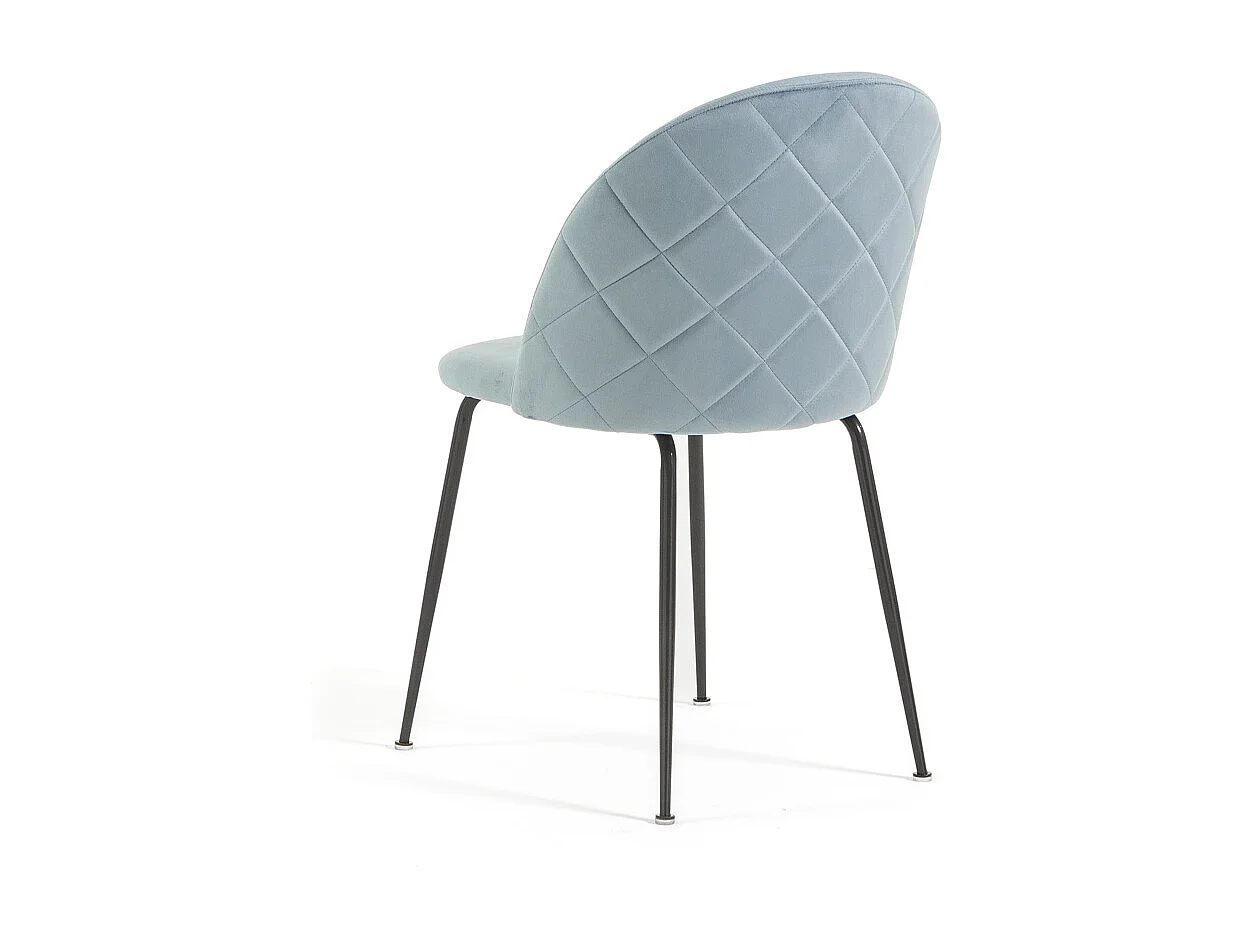 Lot de 2 chaises en velours avec pieds en métal, design élégant pour cuisine, salle à manger, bar ou restaurant – Sara – Bleu ciel/Gris foncé
