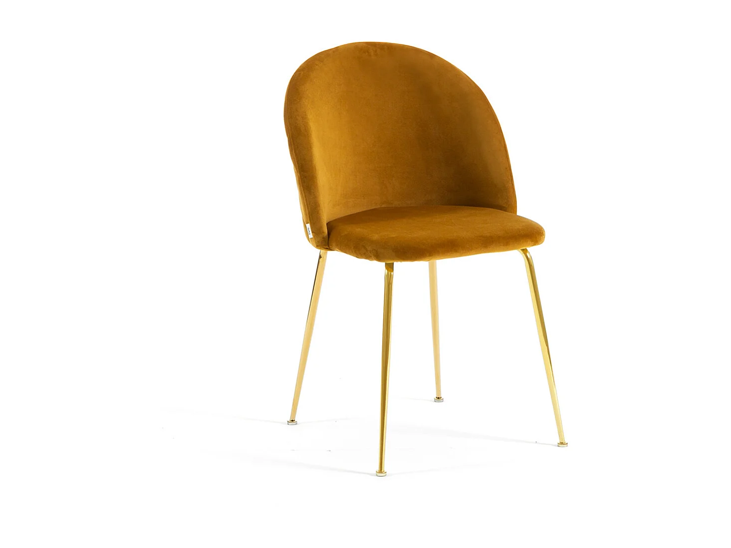 Lot de 2 chaises en velours avec pieds en métal, design élégant pour cuisine, salle à manger, bar ou restaurant – Sara – Moutarde/Or