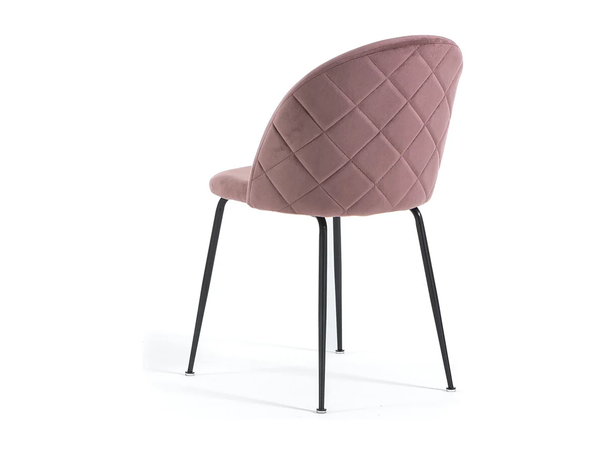 Lot de 2 chaises en velours avec pieds en métal, design élégant pour cuisine, salle à manger, bar ou restaurant – Sara – Rose blush/Gris foncé