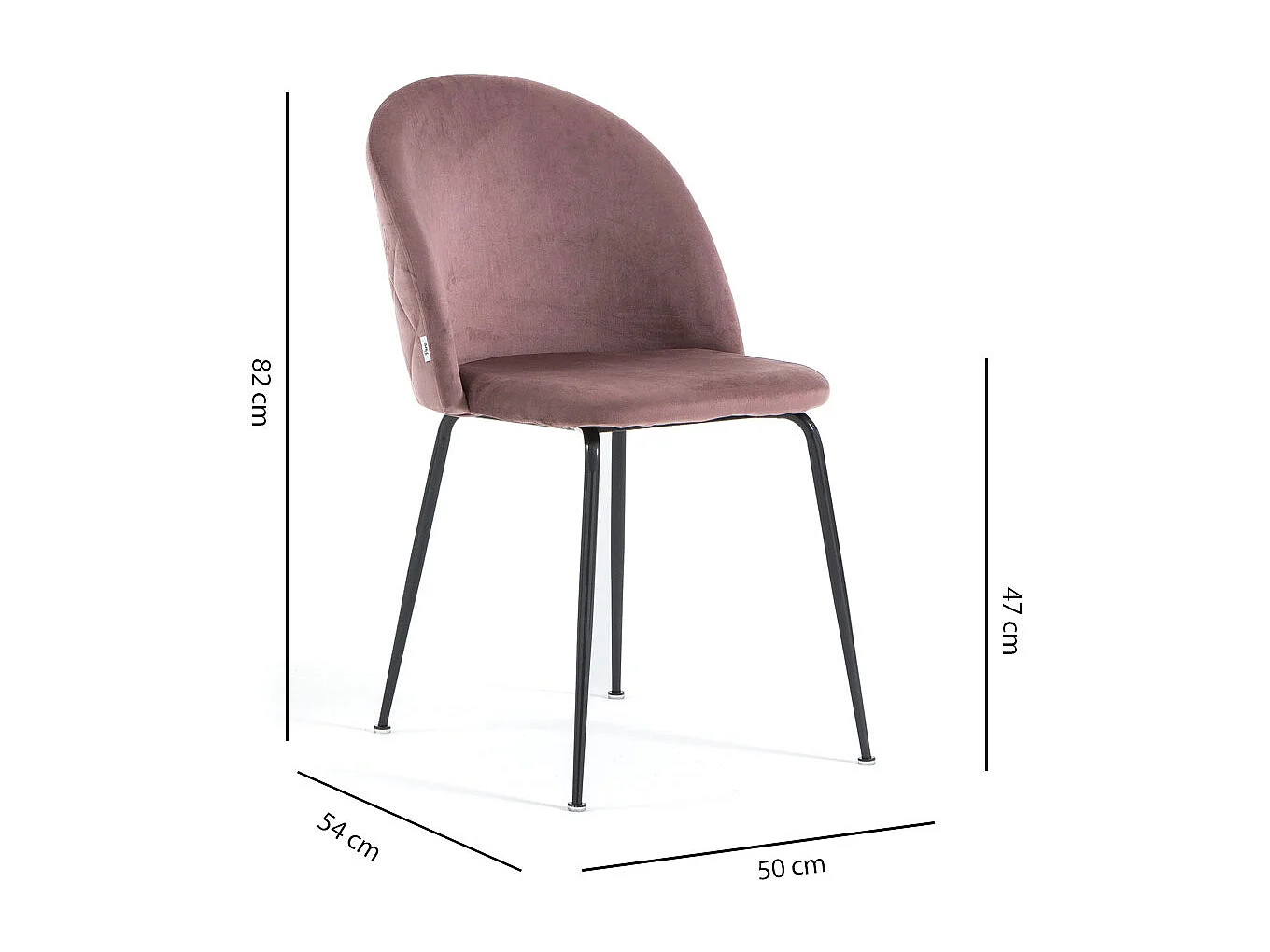 Lot de 2 chaises en velours avec pieds en métal, design élégant pour cuisine, salle à manger, bar ou restaurant – Sara – Rose blush/Gris foncé