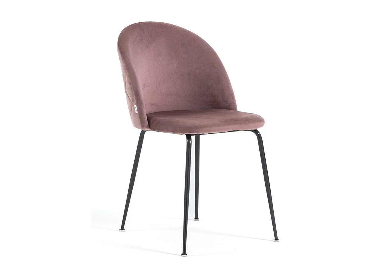 Lot de 2 chaises en velours avec pieds en métal, design élégant pour cuisine, salle à manger, bar ou restaurant – Sara – Rose blush/Gris foncé